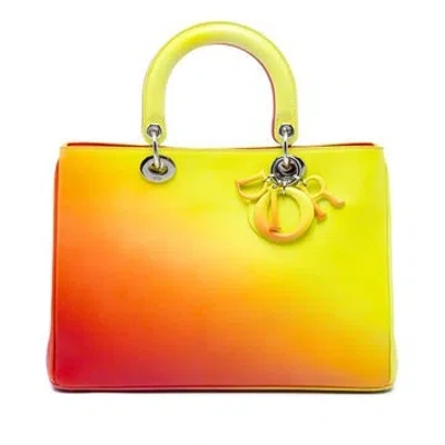 Pre-owned Dior Medium Gradient Calfskin Issimo Satchel In Yellow