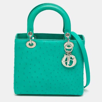 Pre-owned Dior Medium Green Ostrich Leather Tote