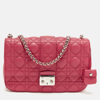 Pre-owned Dior Medium Hot Pink Cannage Leather Shoulder Bag