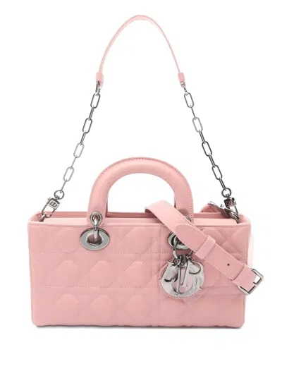 Pre-owned Dior Medium Lady D-joy Canage Quilted Chain Tote Bag In Pink