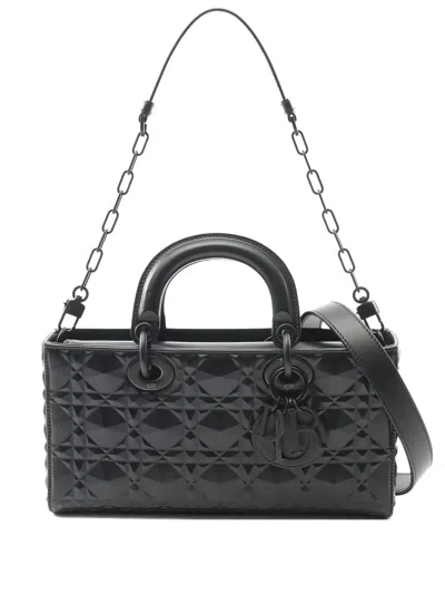 Pre-owned Dior Medium Lady D-joy Two-way Handbag In Black