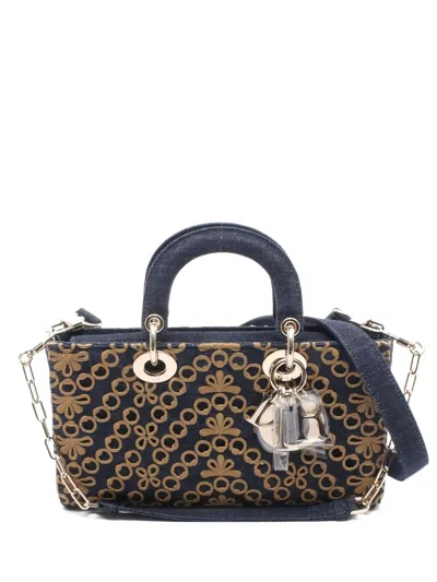 Pre-owned Dior Medium Lady D-joy Two-way Handbag In Blue