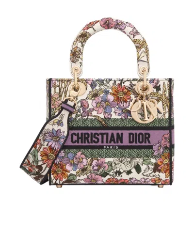 Dior Medium Lady D-lite Shoulder Bag In Nude