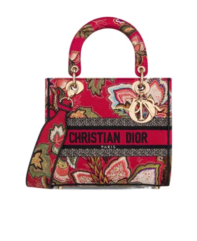 Dior Medium Lady D-lite Shoulder Bag In Red