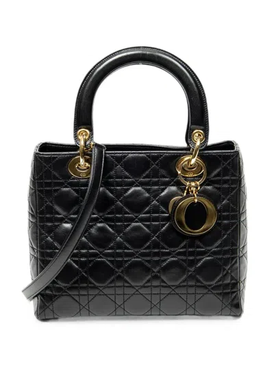 Pre-owned Dior Medium Lady  Cannage Tote Bag In Black