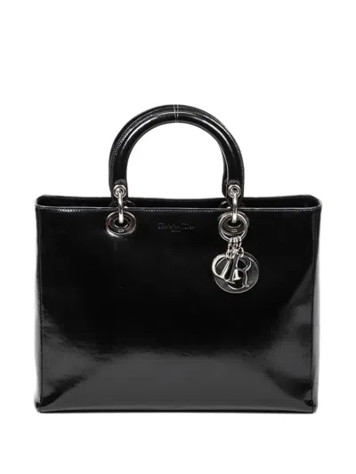 Pre-owned Dior Medium Lady  Top-handle Tote Bag In Black