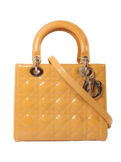 Pre-owned Dior Medium Lady  Tote Bag In Yellow