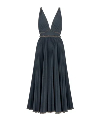 Dior Medium Length Pleated Dress In Black
