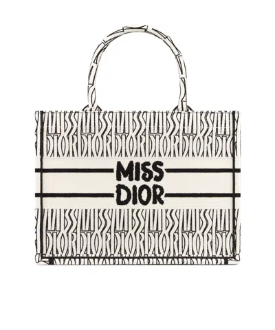 Dior Medium Logo Handbag In White