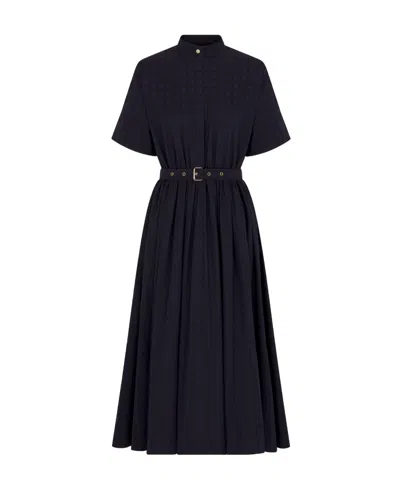 Dior Medium-long Dress With Stand-up Collar In Blue