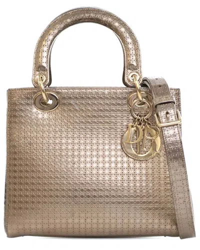 Dior Medium Metallic Patent Microcannage Lady  (authentic Pre-loved) In Brown
