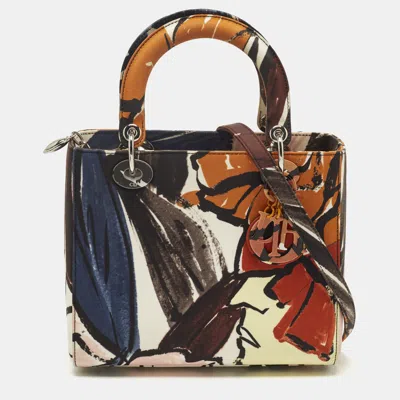 Pre-owned Dior Medium Multicolor Graffiti Satin Tote