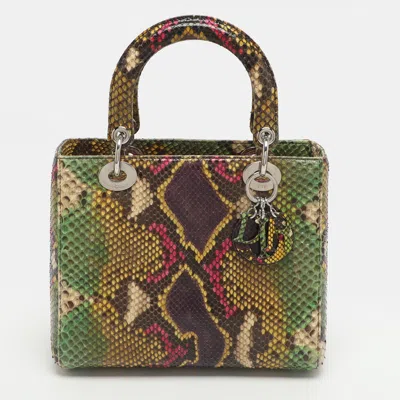 Pre-owned Dior Medium Multicolor Python Leather Tote