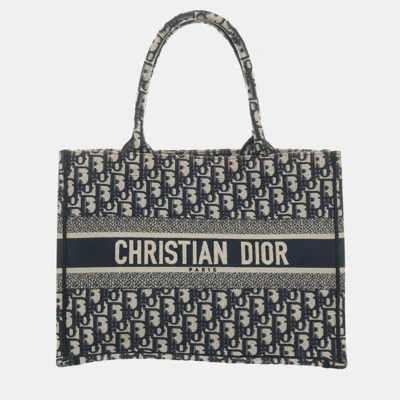 Pre-owned Dior Medium Oblique Book Tote Bag In Blue