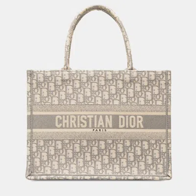 Pre-owned Dior Medium Oblique Book Tote Bag In Grey