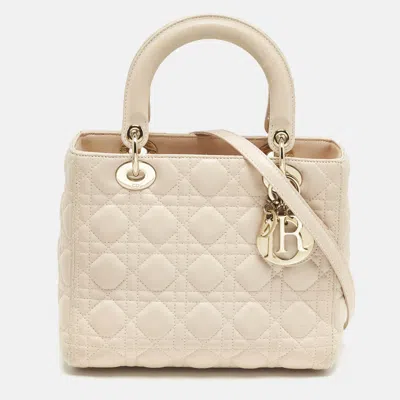 Pre-owned Dior Medium Pink Cannage Leather Tote