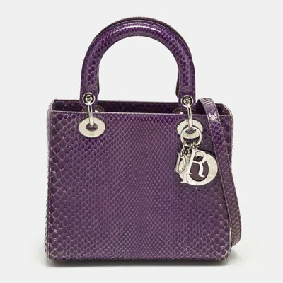 Pre-owned Dior Medium Purple Python Tote