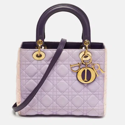 Pre-owned Dior Medium Purple/pink Cannage Leather Tote