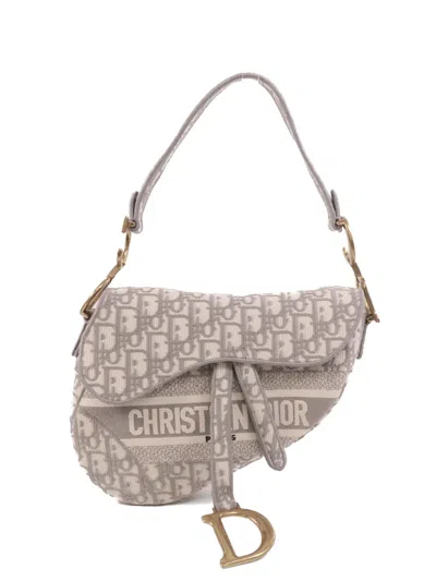 Pre-owned Dior Medium Saddle Shoulder Bag In Gray