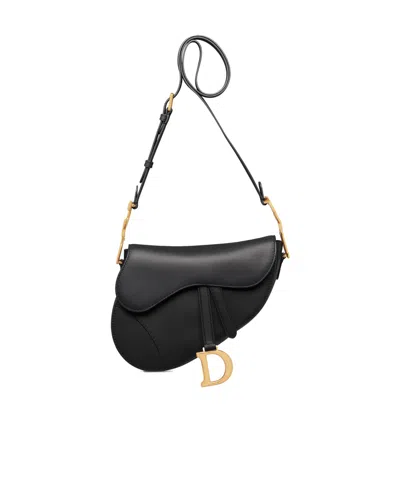 Dior Medium Softsaddle Saddle Bag (with Shoulder Strap) In Black