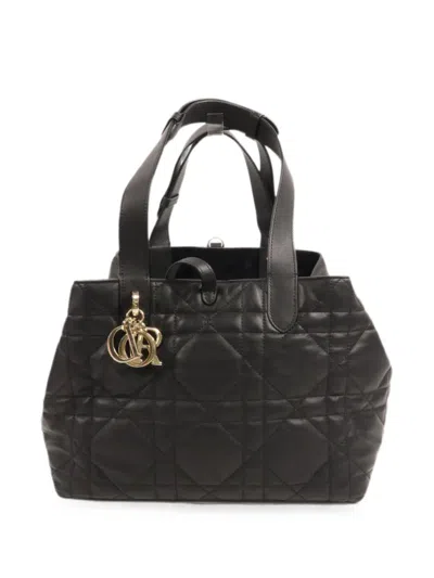 Pre-owned Dior Medium Toujours Cannage Tote Bag In Black