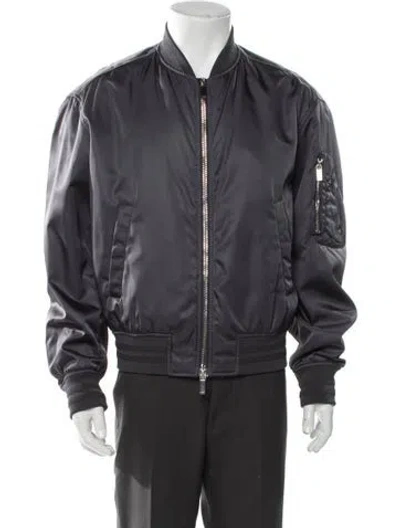 Pre-owned Dior Men 2019 Bee Accent Bomber Jacket In Blue