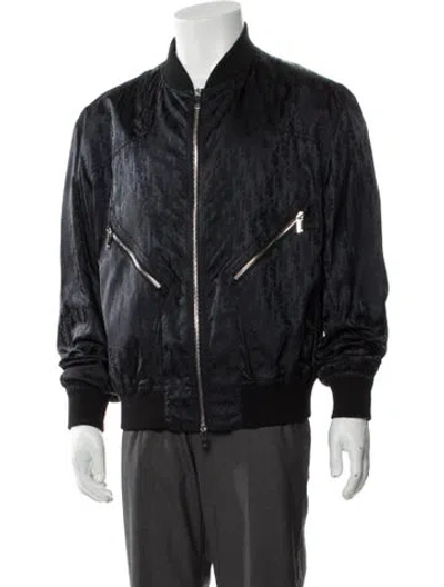 Pre-owned Dior Men 2019 Oblique Jacquard Bomber Jacket In Black