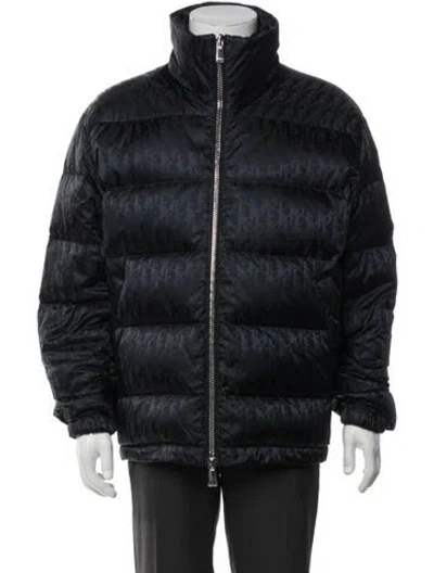 Pre-owned Dior Men 2019 Oblique Jacquard Puffer Coat In Blue
