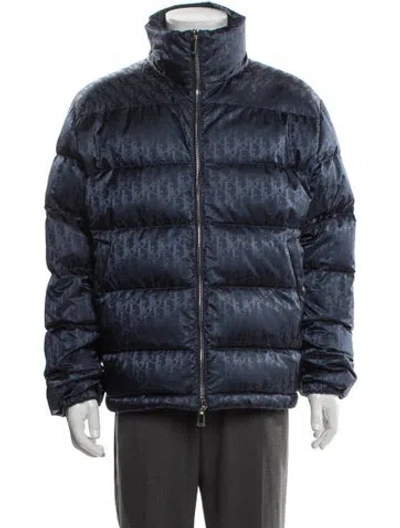 Pre-owned Dior Men 2019 Oblique Jacquard Puffer Coat In Blue