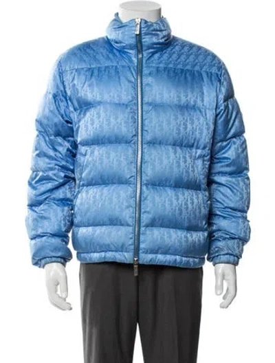 Pre-owned Dior Men 2019 Oblique Jacquard Puffer Coat In Blue