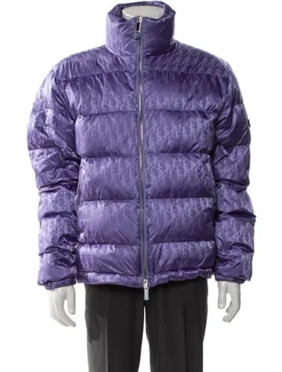 Pre-owned Dior Men 2019 Oblique Jacquard Puffer Coat In Purple