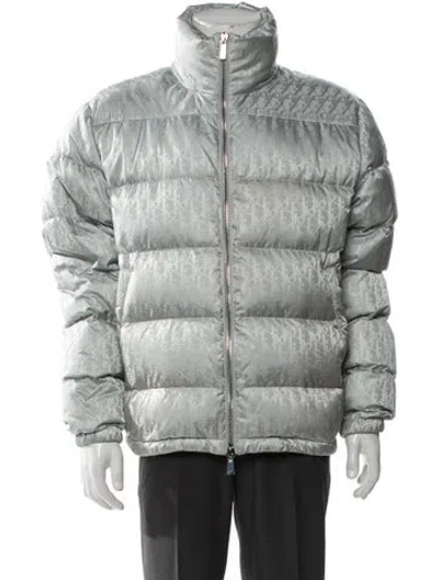 Pre-owned Dior Men 2019 Oblique Jacquard Puffer Coat In Silver