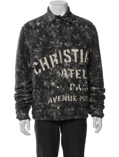 Pre-owned Dior Men 2020 Graphic Print Denim Jacket In Gray