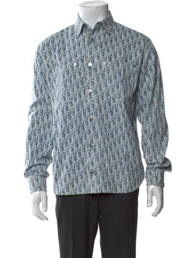 Pre-owned Dior Men 2020 Graphic Print Shirt In Blue