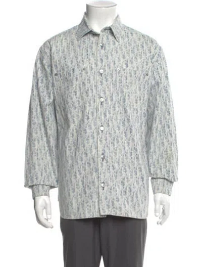 Pre-owned Dior Men 2020 Oblique Jacquard Shirt In Blue