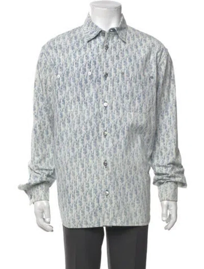 Pre-owned Dior Men 2020 Oblique Jacquard Shirt In Blue