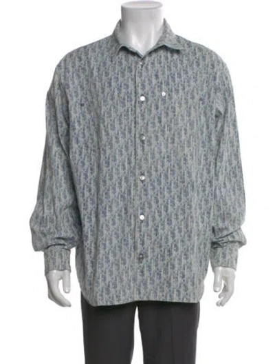 Pre-owned Dior Men 2020 Oblique Jacquard Shirt In Blue