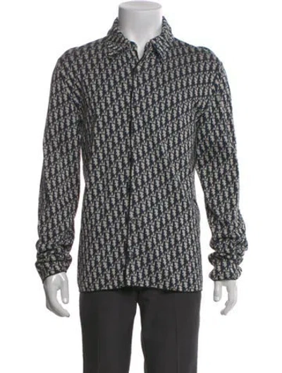Pre-owned Dior Men 2020 Oblique Jacquard Shirt In Blue