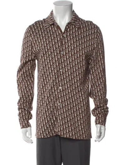 Pre-owned Dior Men 2020 Oblique Jacquard Shirt In Brown