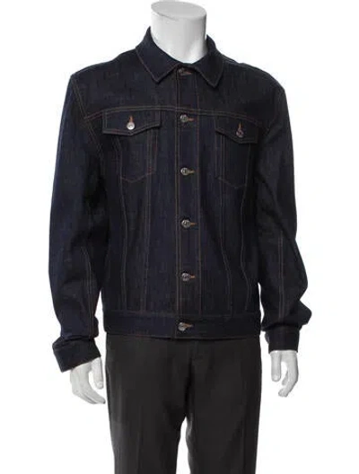 Pre-owned Dior Men 2020 Oblique Jacquard Trucker Jacket In Blue
