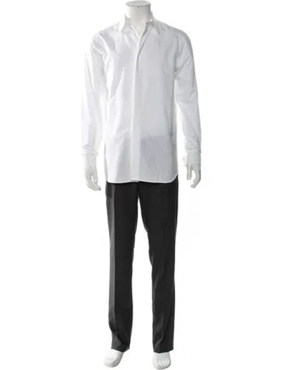 Pre-owned Dior Men 2020 Oblique Jacquard Tuxedo Shirt In White