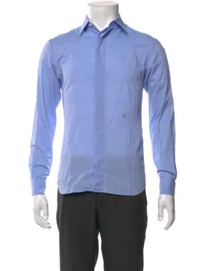 Pre-owned Dior Men 2020 Signature Logo Dress Shirt In Blue