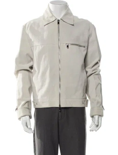 Pre-owned Dior Men 2020 Signature Logo Moto Jacket In Gray