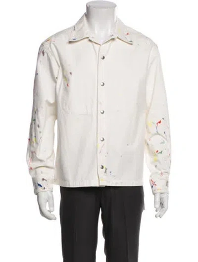 Pre-owned Dior Men 2020 Signature Logo Moto Jacket In White