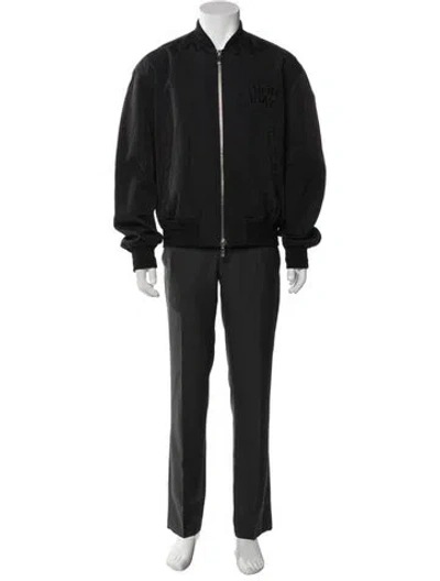 Pre-owned Dior Men 2021 Embroidered Logo Bomber Jacket In Black