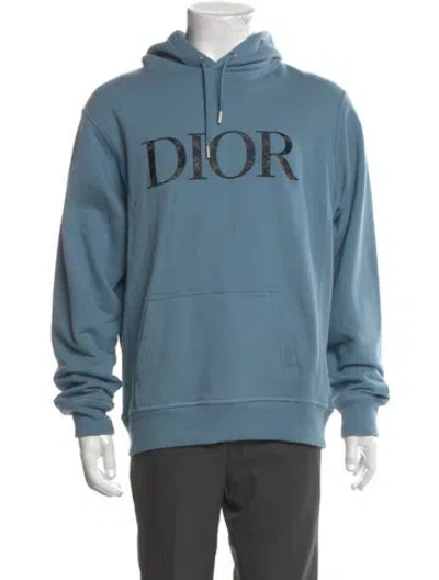 Pre-owned Dior Men 2021 Graphic Print Hoodie In Blue