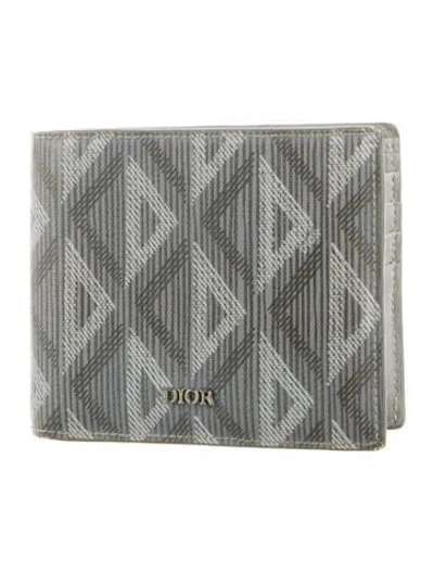 Pre-owned Dior Men 2021 Leather Bifold Wallet In Gray