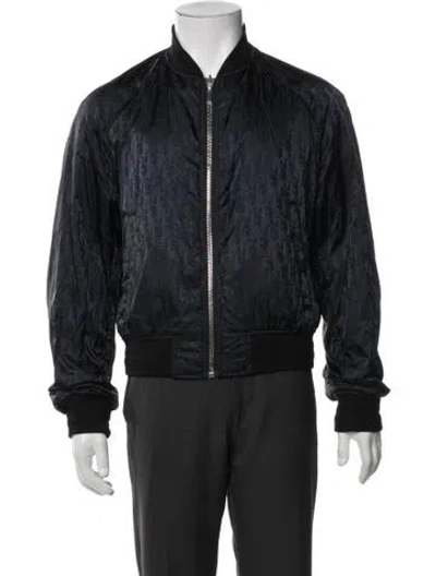 Pre-owned Dior Men 2021 Oblique Jacquard Bomber Jacket In Black