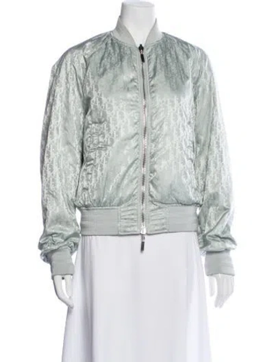 Pre-owned Dior Men 2021 Oblique Jacquard Bomber Jacket In Blue