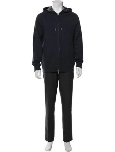 Pre-owned Dior Men 2021 Oblique Jacquard Hoodie Parka In Blue